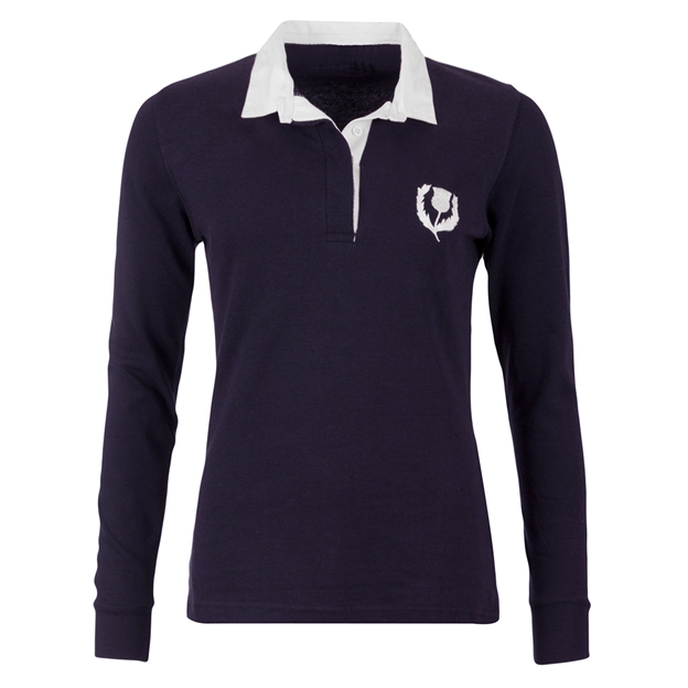 Scotland Womens Classic Rugby Shirt Navy - Frontv2 View