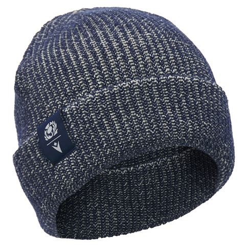 Scotland Waffle Beanie 26/27 Navy and Sand - Front View