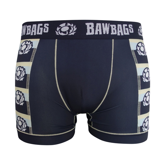 Bawbags Mens Cool De Sacs Scotland Rugby Kit Technical Boxer Shorts Navy. - Front View