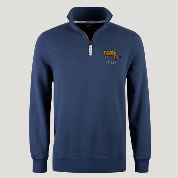 Argentina 1910 Adults Half Zip Cotton Sweatshirt Petrol Blue - Front View