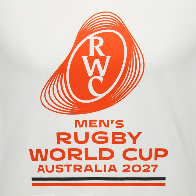 Rugby World Cup 2027 Mens Cotton T-Shirt White/Orange - Graphic Close-up