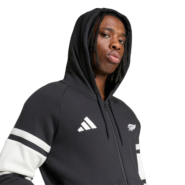 All Blacks Mens Leisurewear Full Zip Hoodie 26/27 All Black - Model Front Close-up View