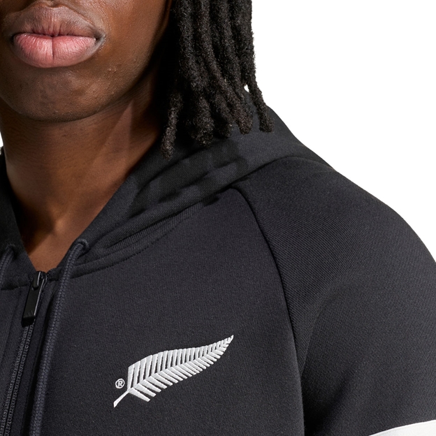 All Blacks Mens Leisurewear Full Zip Hoodie 26/27 All Black - Fern Close-up View