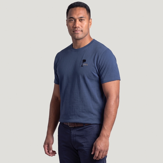 R1823 Fiji 1884 T-Shirt Petrol Blue - Model Front View