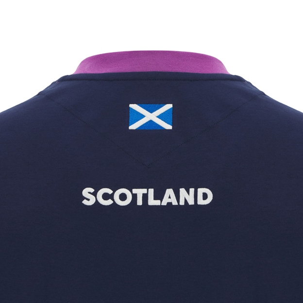 Scotland Mens Athleisure Cotton T-Shirt 25/26 Navy - Scotland Flag Embroidery