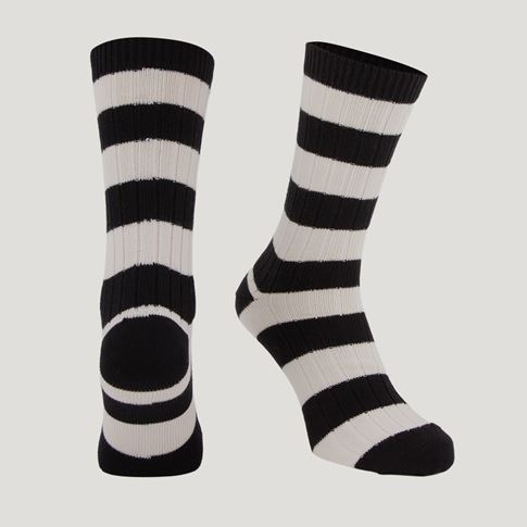 Rugby 1823 Striped Socks Black/Cream - Front View