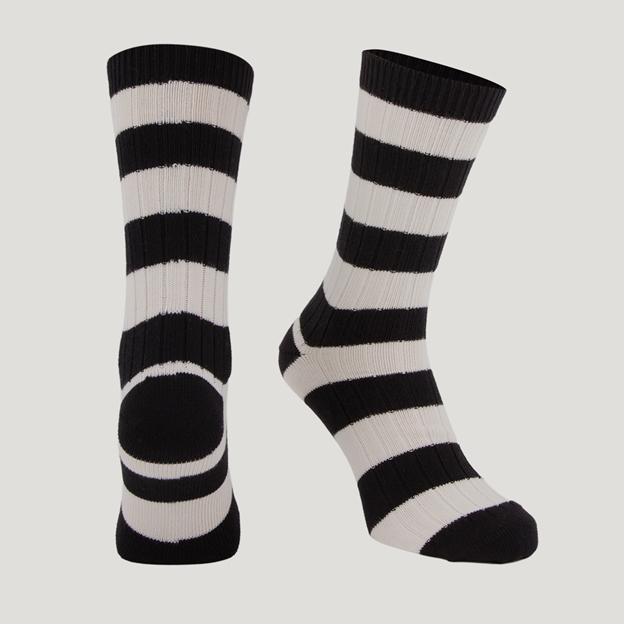Rugby 1823 Striped Socks Black/Cream - Front View