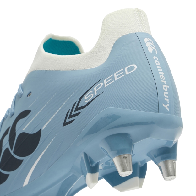 Canterbury Adults Speed Falcon 2.0 Pro Soft Ground Rugby Boots Mountain Spring Grey - Heel Close-up
