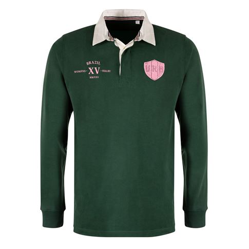 Womens World Cup Brazil Adults Classic Heavyweight Rugby Shirt Bottle Green - Front