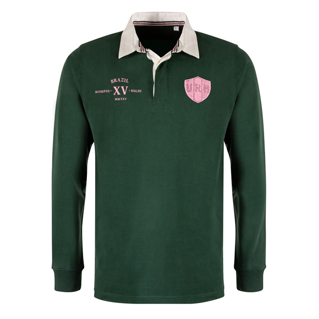 Womens World Cup Brazil Adults Classic Heavyweight Rugby Shirt Bottle Green - Front