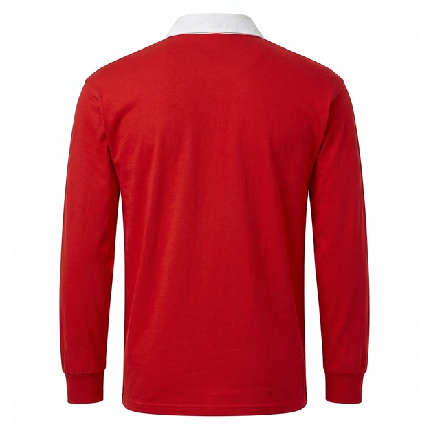 Wales Mens Classic Rugby Shirt Long Sleeve Red - Back View