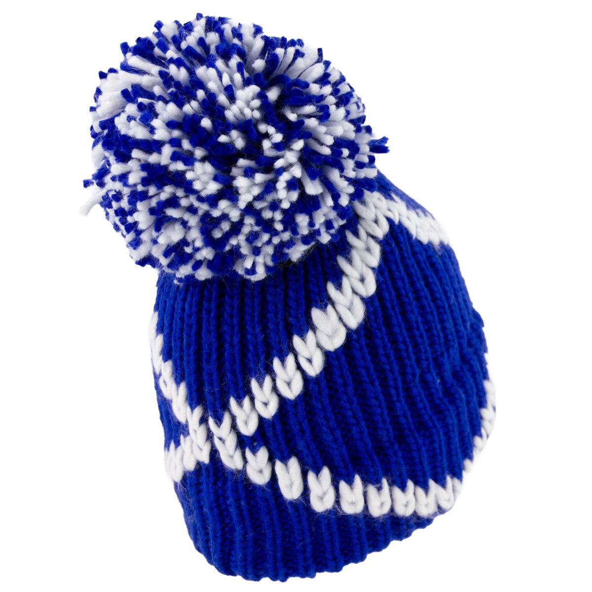 Big Bobble 'Scotland the Brave' Beanie Hat Blue & White - Front View