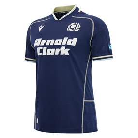 Scotland Mens Home Rugby Shirt 26/27 Navy and Sand - Front View