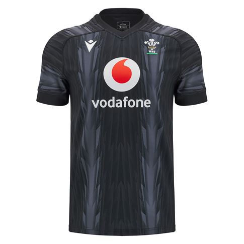 Wales Mens Training Rugby Jersey - Black 2025 - Front