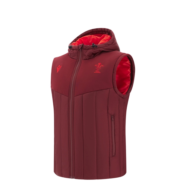 Wales Junior Travel Padded Bomber Jacket 25/26 Dark Red - Sleeveless