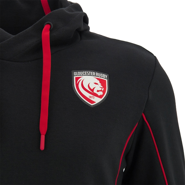 Gloucester Mens Travel Hoodie 26/27 Black - Badge Close-up