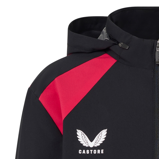 England Kids Performance Shower Jacket - Packable Hood 26/27 Castore Black - Castore Logo Close-up